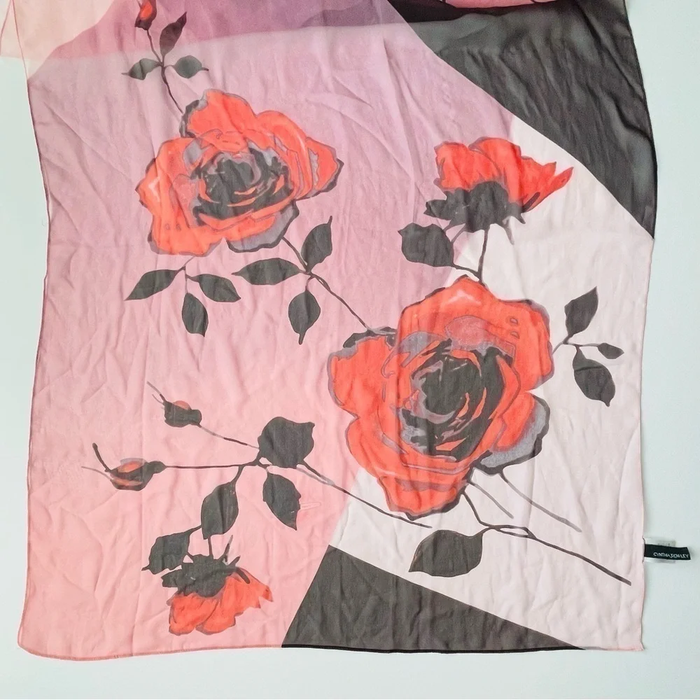 Cynthia Rowley Women's Pink Roses Scarf